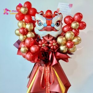 Lion Dance Head Lucky Cat Opening Balloon Stand (C)