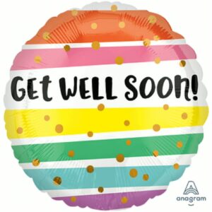 Get Well Bold Stripes Foil Balloon
