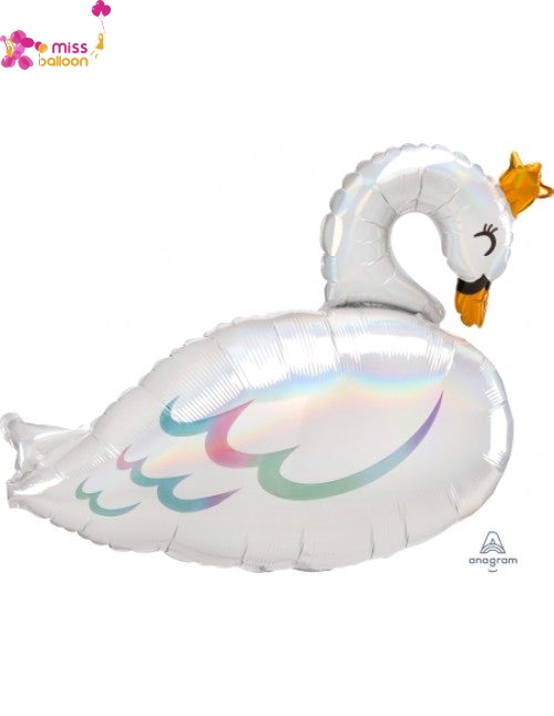 Iridescent Swan Holographic Foil Balloon