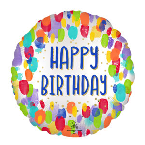 Satin Painterly Dots Birthday Foil Balloon